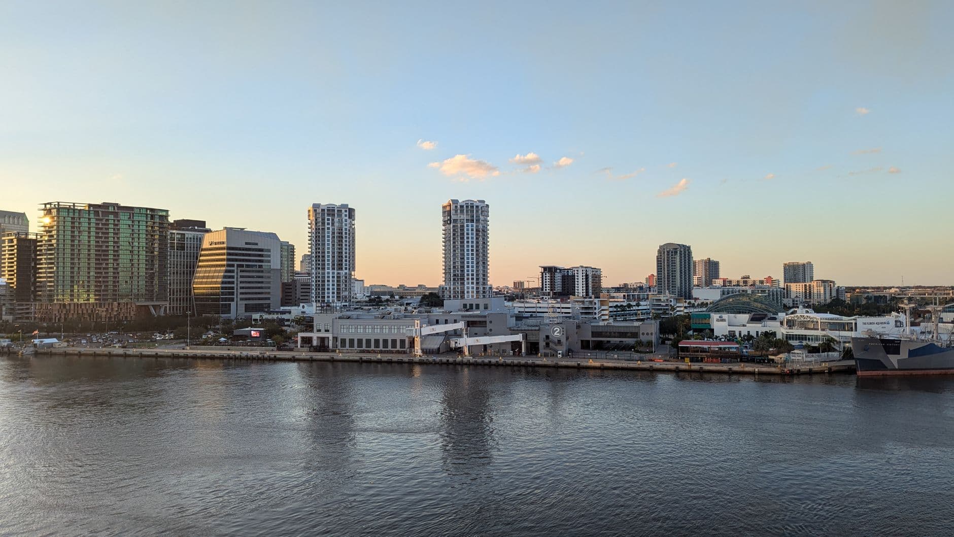 Downtown Tampa waterfront at dusk
